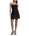 Bcbgmaxazria Sheer Volume Strapless Dress In Black