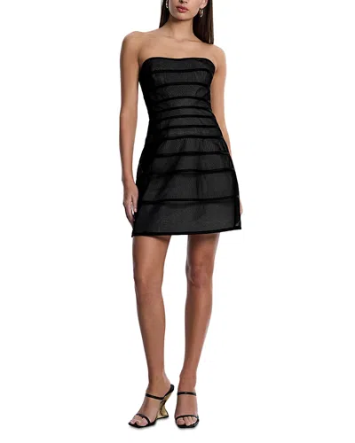 Bcbgmaxazria Sheer Volume Strapless Dress In Black