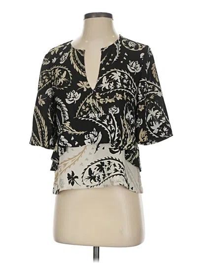 Pre-owned Bcbgmaxazria Short Sleeve Blouse In Black