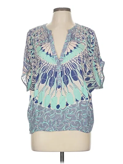 Pre-owned Bcbgmaxazria Short Sleeve Blouse In Blue