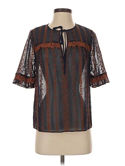 Pre-owned Bcbgmaxazria Short Sleeve Blouse In Brown