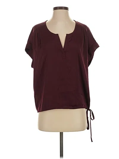 Pre-owned Bcbgmaxazria Short Sleeve Blouse In Burgundy