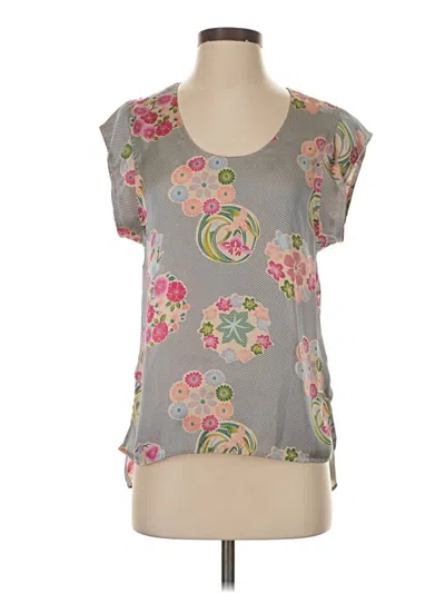 Pre-owned Bcbgmaxazria Short Sleeve Blouse In Gray