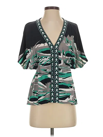 Pre-owned Bcbgmaxazria Short Sleeve Blouse In Green