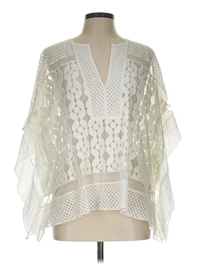 Pre-owned Bcbgmaxazria Short Sleeve Blouse In Ivory