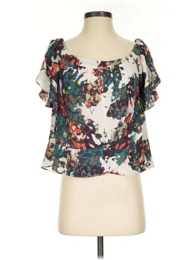 Pre-owned Bcbgmaxazria Short Sleeve Blouse In Ivory