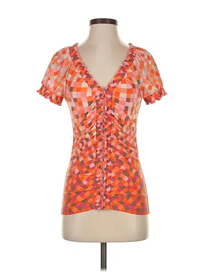 Pre-owned Bcbgmaxazria Short Sleeve Blouse In Orange