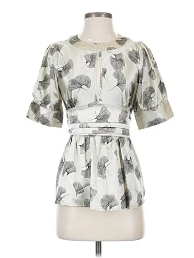 Pre-owned Bcbgmaxazria Short Sleeve Blouse In Silver