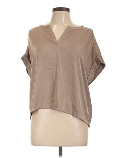 Pre-owned Bcbgmaxazria Short Sleeve Blouse In Tan