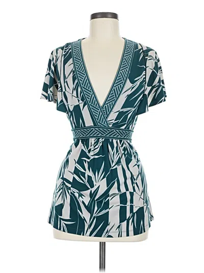 Pre-owned Bcbgmaxazria Short Sleeve Blouse In Teal