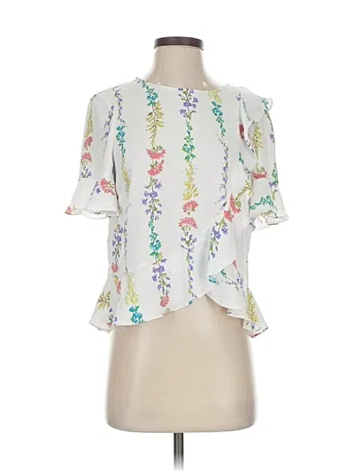 Pre-owned Bcbgmaxazria Short Sleeve Blouse In White