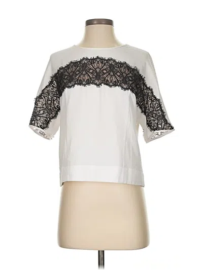 Pre-owned Bcbgmaxazria Short Sleeve Blouse In White