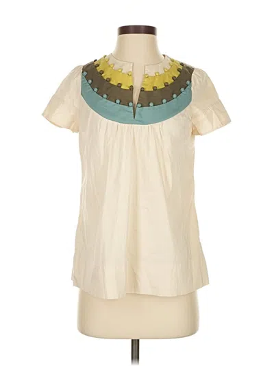 Pre-owned Bcbgmaxazria Short Sleeve Blouse In White