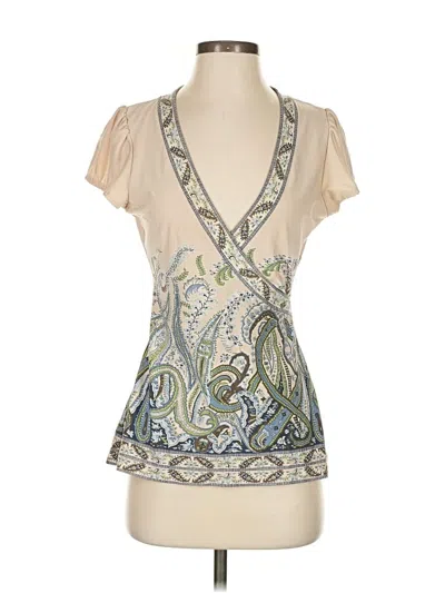 Pre-owned Bcbgmaxazria Short Sleeve Blouse In White