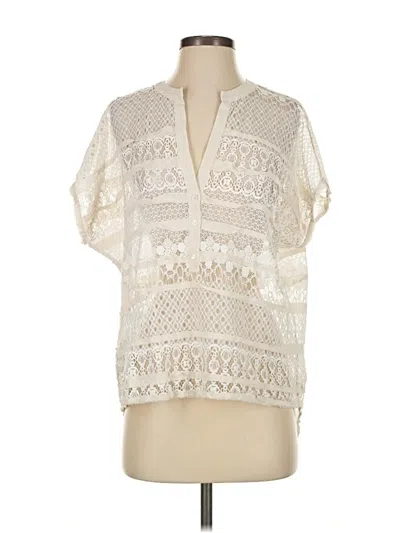 Pre-owned Bcbgmaxazria Short Sleeve Blouse In White