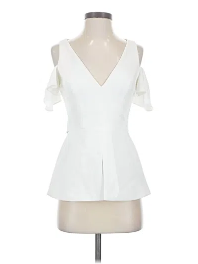 Pre-owned Bcbgmaxazria Short Sleeve Blouse In White