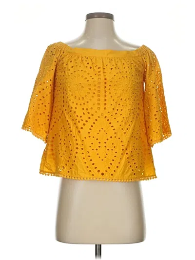 Pre-owned Bcbgmaxazria Short Sleeve Blouse In Yellow