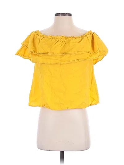 Pre-owned Bcbgmaxazria Short Sleeve Blouse In Yellow