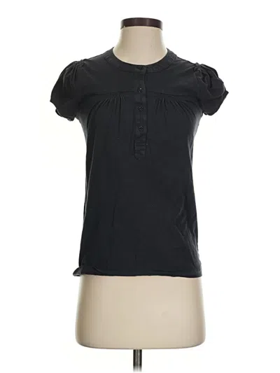 Pre-owned Bcbgmaxazria Short Sleeve Henley Shirt In Black