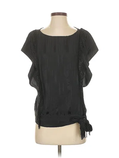 Pre-owned Bcbgmaxazria Short Sleeve Silk Top Black Cold Shoulder Neckline Tops