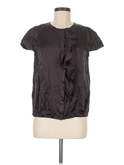 Pre-owned Bcbgmaxazria Short Sleeve Silk Top Black Keyhole Neckline Tops
