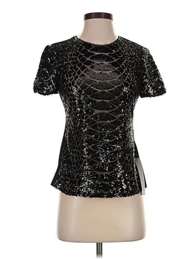 Pre-owned Bcbgmaxazria Short Sleeve Top Black Keyhole Neckline Tops