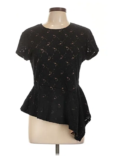 Pre-owned Bcbgmaxazria Short Sleeve Top Black Keyhole Neckline Tops