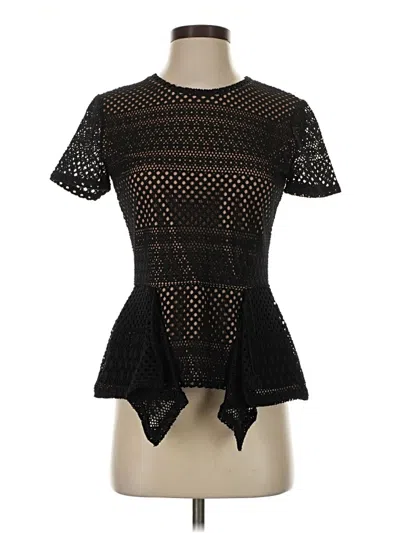 Pre-owned Bcbgmaxazria Short Sleeve Top Black Keyhole Neckline Tops