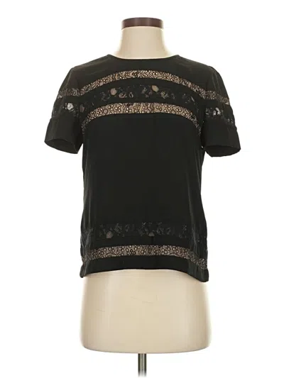 Pre-owned Bcbgmaxazria Short Sleeve Top Black Mock Neckline Tops