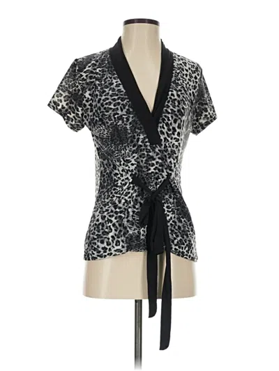 Pre-owned Bcbgmaxazria Short Sleeve Top Black Plunge Neckline Tops
