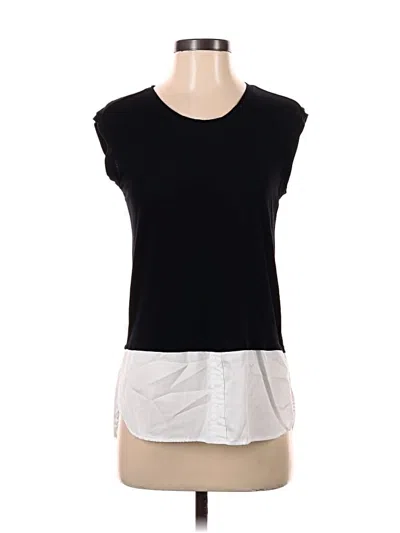 Pre-owned Bcbgmaxazria Short Sleeve Top Black Scoop Neck Tops