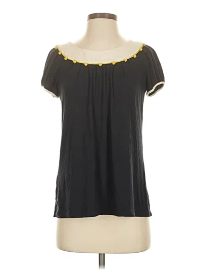 Pre-owned Bcbgmaxazria Short Sleeve Top Black Scoop Neck Tops