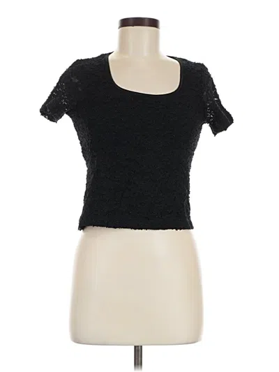 Pre-owned Bcbgmaxazria Short Sleeve Top Black Scoop Neck Tops