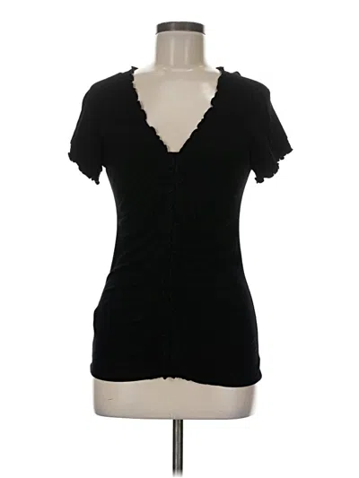 Pre-owned Bcbgmaxazria Short Sleeve Top Black Sweetheart Neckline Tops