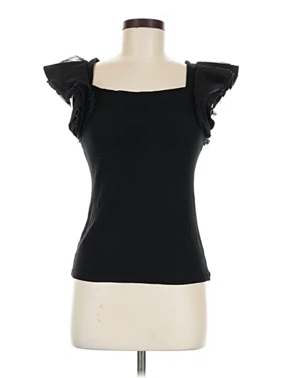 Pre-owned Bcbgmaxazria Short Sleeve Top Black Sweetheart Neckline Tops