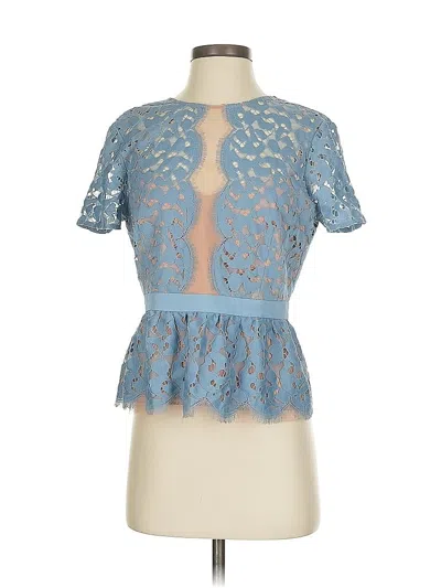 Pre-owned Bcbgmaxazria Short Sleeve Top Blue Sweetheart Neckline Tops