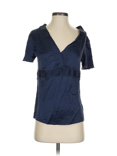 Pre-owned Bcbgmaxazria Short Sleeve Top Blue V Neck Tops
