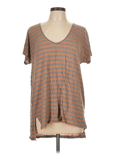 Pre-owned Bcbgmaxazria Short Sleeve Top Brown V Neck Tops