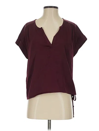 Pre-owned Bcbgmaxazria Short Sleeve Top Burgundy Open Neckline Tops