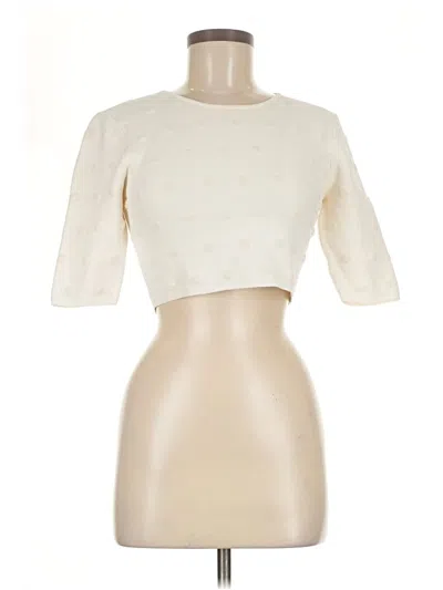 Pre-owned Bcbgmaxazria Short Sleeve Top Ivory Boatneck Tops
