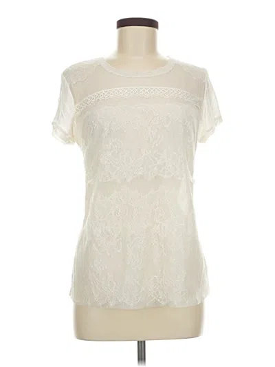 Pre-owned Bcbgmaxazria Short Sleeve Top Ivory Crew Neck Tops