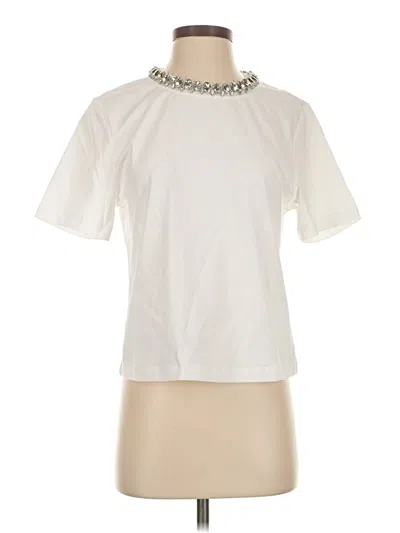Bcbgmaxazria Short Sleeve Top Ivory Keyhole Neckline Tops In White