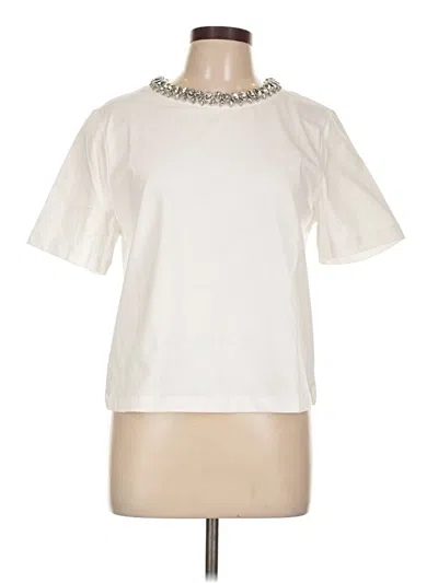 Bcbgmaxazria Short Sleeve Top Ivory Keyhole Neckline Tops In White