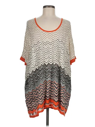 Pre-owned Bcbgmaxazria Short Sleeve Top Orange Scoop Neck Tops