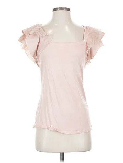 Pre-owned Bcbgmaxazria Short Sleeve Top Pink Sweetheart Neckline Tops