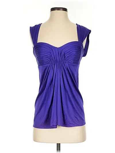 Pre-owned Bcbgmaxazria Short Sleeve Top Purple Sweetheart Neckline Tops