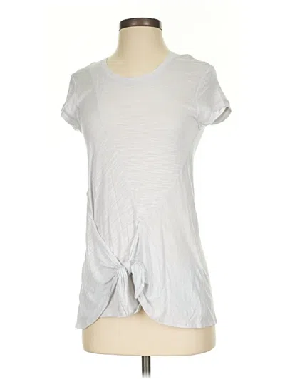Pre-owned Bcbgmaxazria Short Sleeve Top Silver Keyhole Neckline Tops