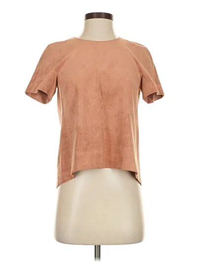 Pre-owned Bcbgmaxazria Short Sleeve Top Tan Mock Neckline Tops