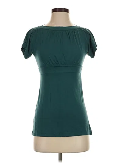 Pre-owned Bcbgmaxazria Short Sleeve Top Teal Sweetheart Neckline Tops