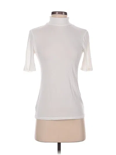 Pre-owned Bcbgmaxazria Short Sleeve Turtleneck In White